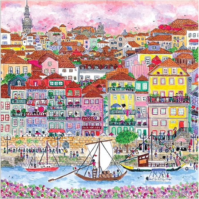 Galison Colors of Porto – 500 Piece Michael Storrings Jigsaw Puzzle Featuring Beautiful Artwork of A Summer Portugal Scene