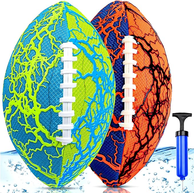 Jasonwell Pool Beach Water Football - 2Pack Strong Grip Waterproof Football for All-Weather Play Pool Toys Beach Games Outdoor Sports Toy Christmas Birthday Gifts for Kids Boys Teens Adults