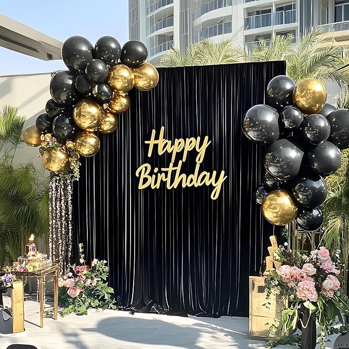 Black and Gold Balloons, 55 Pcs 12 Inch Metallic Gold Balloons Black Balloon Gold Confetti Latex Balloon for Birthday Party Graduation Decoration Baby Shower New Years Wedding Anniversary