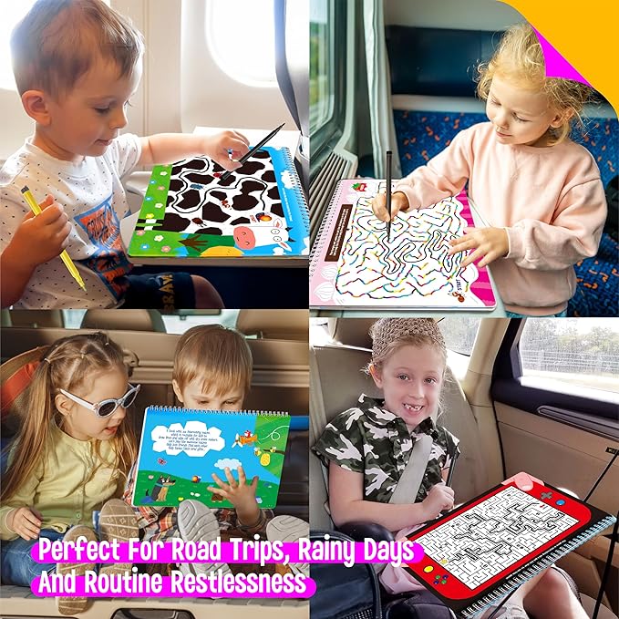SpriteGru Dry Erase Mazes Game Pad, 30 Mazes Reusable & Erasable Book, Fun Brain Challenge Games Interesting Educational Toy and Learning Tool for Road Trip Airplane Travel