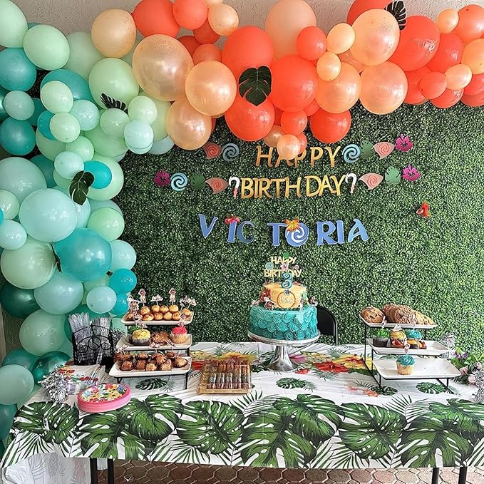 Tropical Balloons Rose Gold Blush Blue Balloons for Hawaii Luau Party Decorations 60pcs 12inch Peal Teal Green Blue Champagne Helium Latex Balloon Magic Birthday Flamingo Summer Baby Shower Decor
