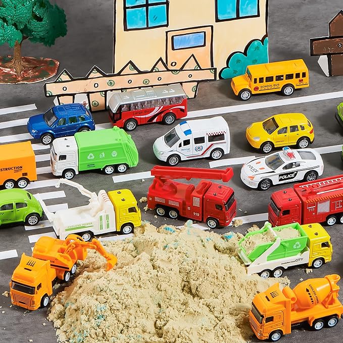 JOYIN 20PCS Die Cast Pull Back Cars, Metal Toy Cars, Car Toys Bulk, Vehicle Set for Toddlers, Kids Party Favors, Cake Toppers, Stocking Stuffers, Race Cars Toys for Boys, Easter Basket