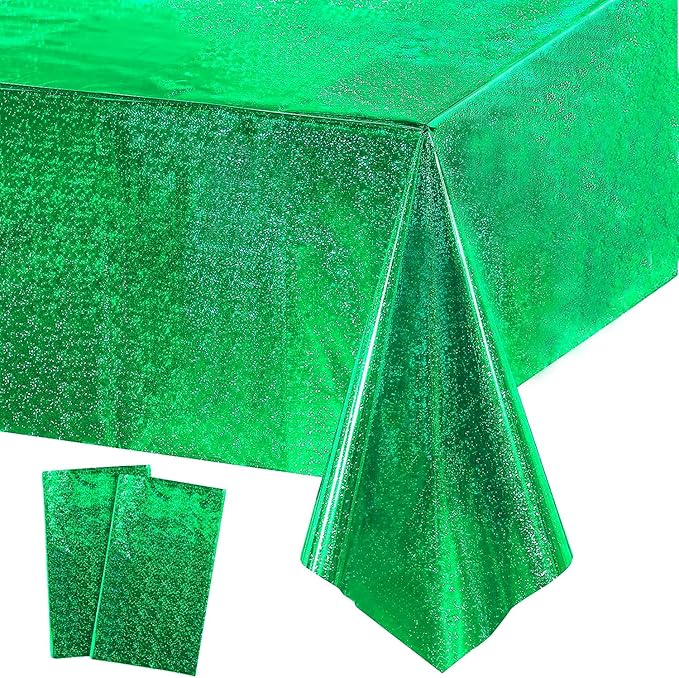 GREATRIL Green Party Table Covers Disposable Tablecloth for St. Patrick’s Day/Birthdays Party/Turtle/Hawaiian Ceremony Decorations Rectangle Tablecover 54'' x 108'' - 2 Packs