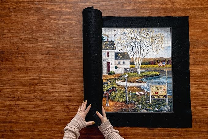 Buffalo Games - Roll-Up Puzzle Mat - Puzzle Saver and Assembly Accessory - Felt Mat - Fits up to 1500 Piece Puzzle - Black