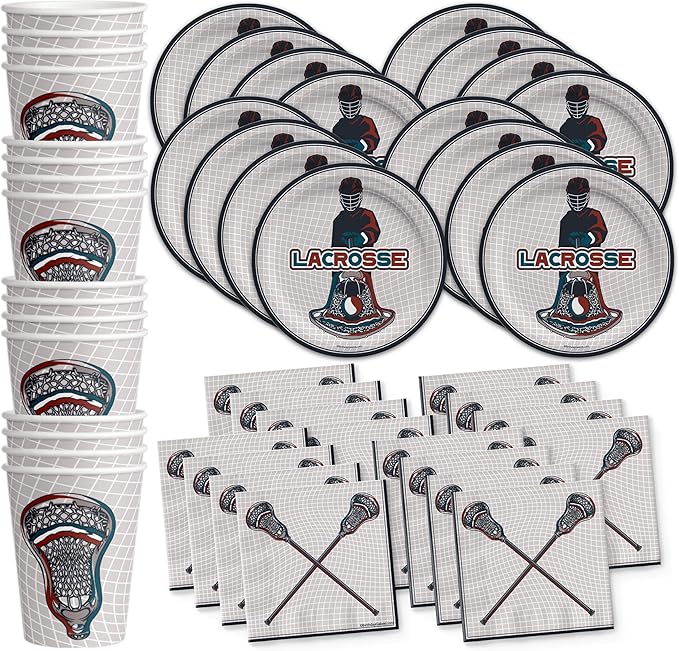 Lacrosse Birthday Party Supplies Set Plates Napkins Cups Tableware Kit for 16