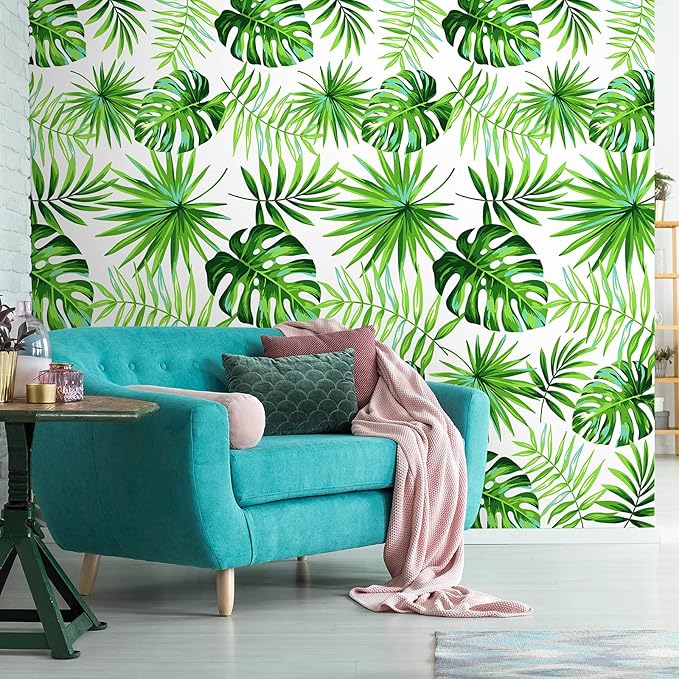 Tatuo 2 Pieces Palm Leaf Table Covers Hawaii Green Leaves Tablecloths Tropical Leaf Table Cloths and 2 Pieces Palm Leaves Banners Decorations for Tropical Party Decorations