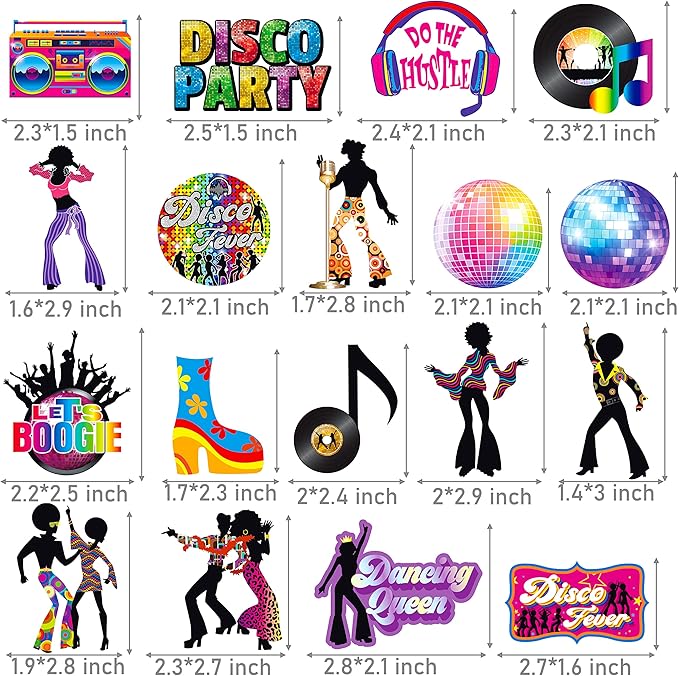 36pcs Disco Party Cupcake Toppers 70s 80s Disco Party Decoration Disco Dance Ball Cake Cupcake Picks for 1970s Saturday Night Disco Theme Birthday Party Supplies