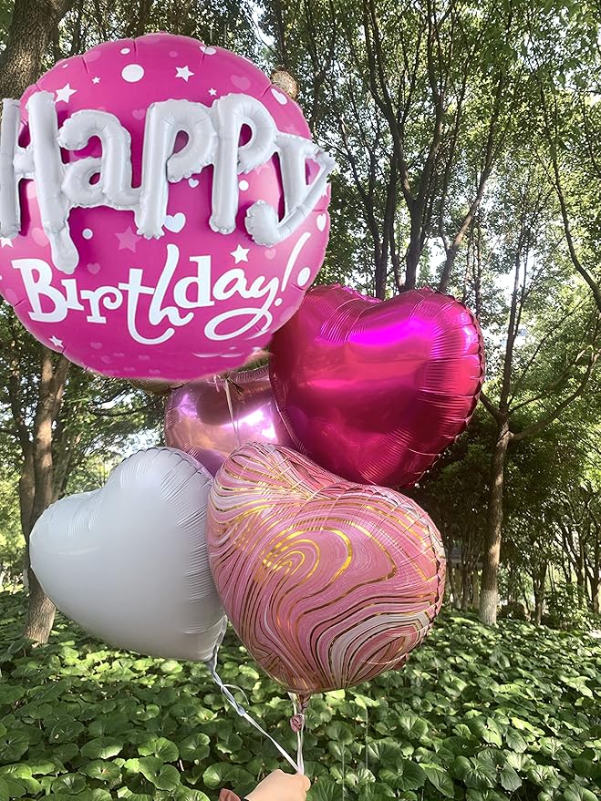 36inch Hot Pink Happy Birthday Foil Balloons Decorations for Birthday Party Decorations Princess Girl Birthday