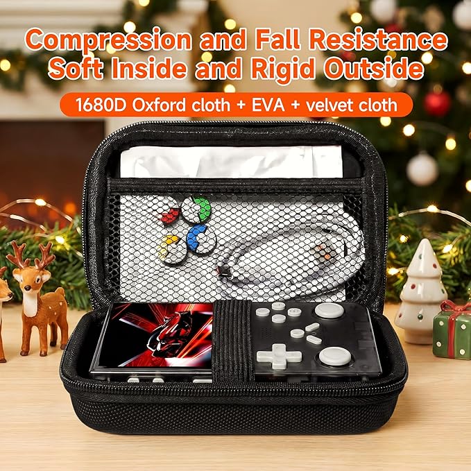 R40 Retro Handheld Game Console with Storage Case - Open Source System,3.5" IPS Screen, 18,000+ Classic Games, 128G TF Card, 3000mAh Battery, Portable Gaming Player for Travel, Black