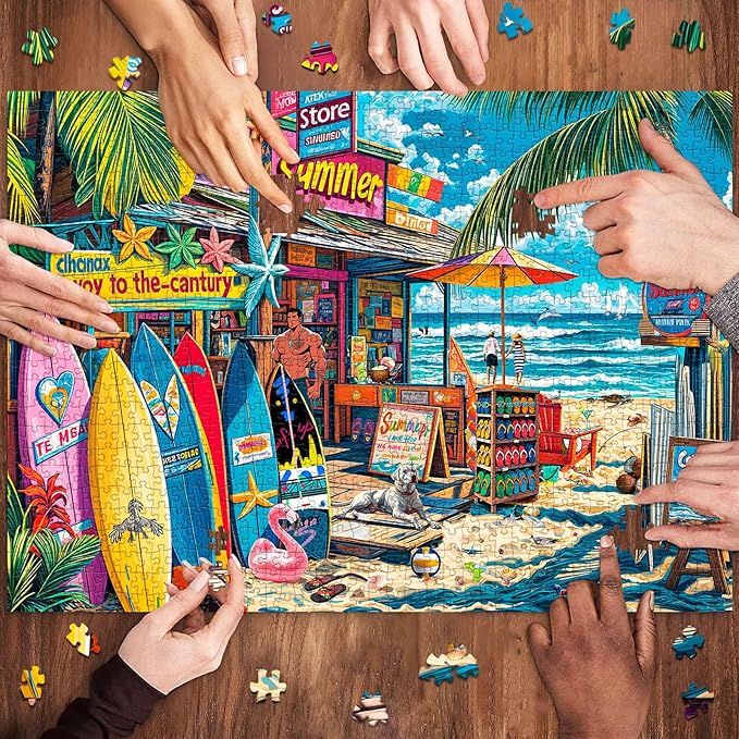 Jigsaw Puzzles for Adults 1000 Pieces, Interlock Perfectly Letter on Back No Dust, Home Decor Birthday Party Gift Toy for Men Women Elders Seniors, 1:1 Poster-Coast Grocery