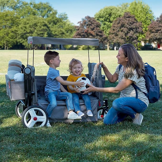 Radio Flyer Odyssey Collapsible Stroll N Wagon with Storage Bag, Light Gray