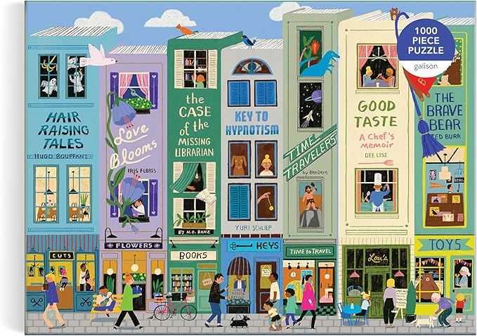 Galison Main Street Books – 1000 Piece Jigsaw Puzzle Featuring Beautiful Artwork of A Book Themed Neighborhood