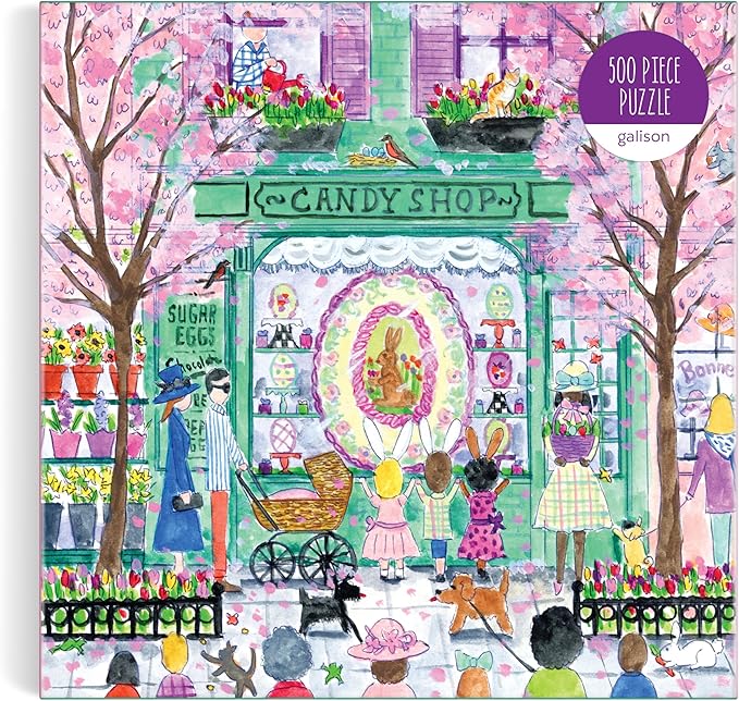 Galison Easter Candy Shop – 500 Piece Michael Storrings Jigsaw Puzzle Featuring Beautiful Artwork of an Easter Candy Confectionery