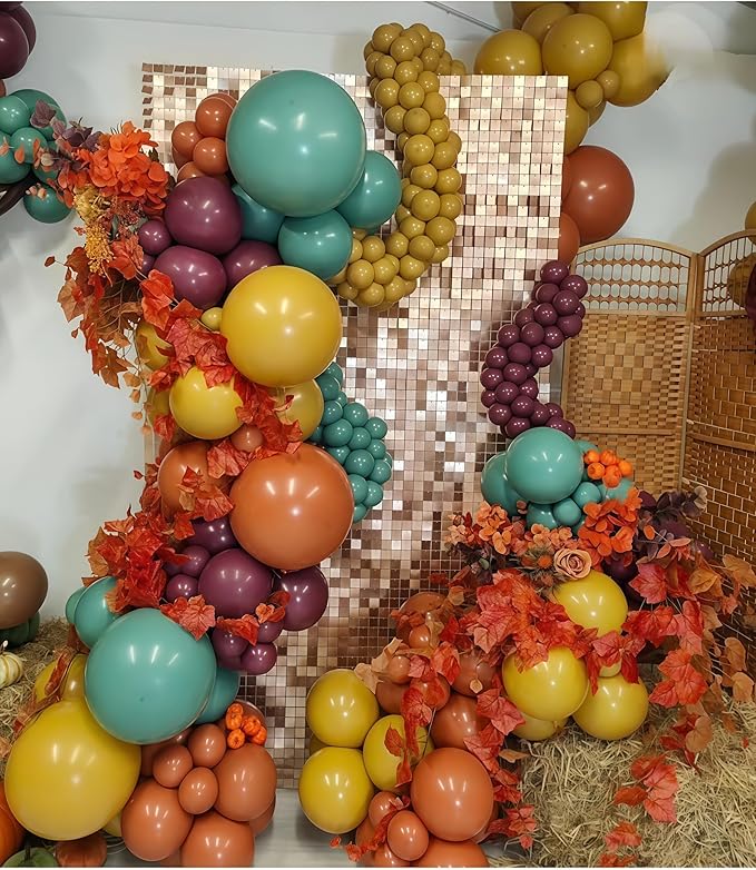 Safari Balloons, Burnt Orange Terracotta Mustard Yellow Burgundy Sage Green Coffee Brown Autumn Fall Color Balloon for Thanksgiving Harvest Baby Shower Woodland Dinosaur Birthday Party Decoration