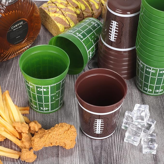 Kochorie 48 Pcs Reusable Football Plastic Cups 16 Oz Thick Cocktail Drink Cup Bulk Football Stadium Cups for Tailgate Football Theme Party Favor Birthday Event Game Day Supplies Decoration