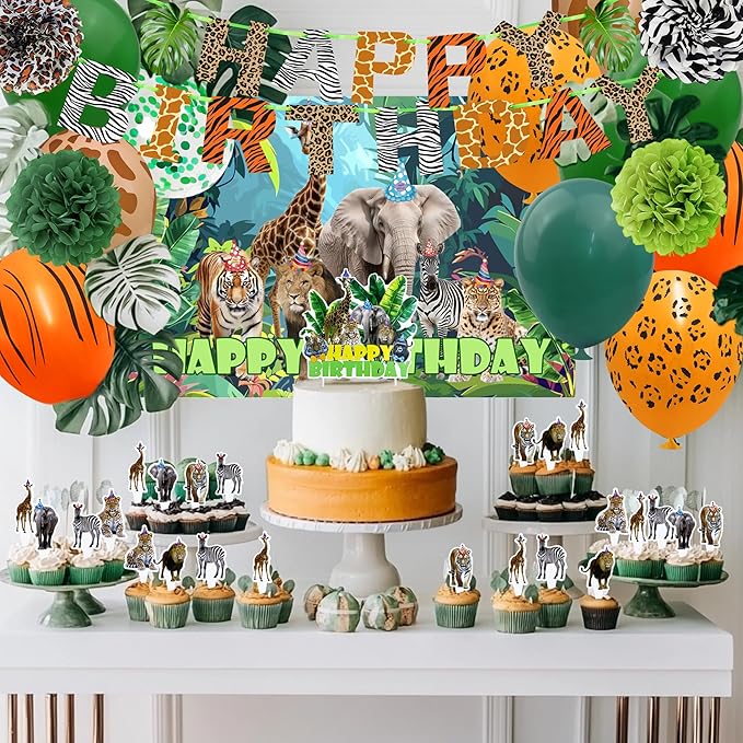 Jungle Safari Birthday Party Decorations Safari Animal Theme Party Supplies for Boys Girls Wild Jungle Theme Decorations Safari Theme birthday Decorations