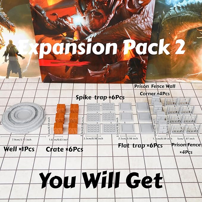 Dungeon Walls 40pcs 28mm Miniature RPG Terrain Modular System DND Terrain Building Accessories for Tabletop RPG Role Playing Scenes, Gift of Christmas Halloween for DM (Expansion Pack 2)