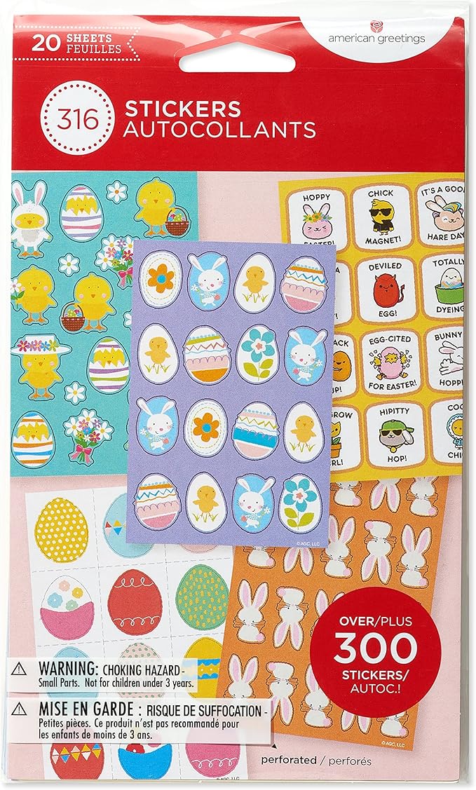 American Greetings 316-Count Easter Stickers for Kids, Easter Eggs and Bunny