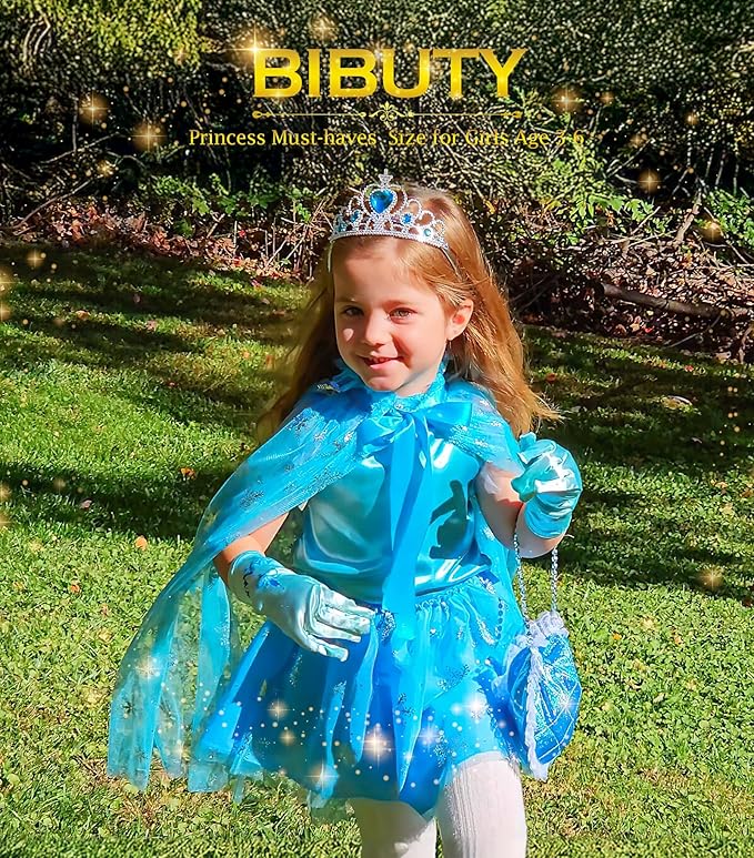 Kids Makeup Kit for Girls Dress Up for Girls, BIBUTY Pretend Play Fake Makeup Set with Princess Dress Cape Princess Shoes Crown, Princess Toy Gift for 3-6 Toddler Little Girl
