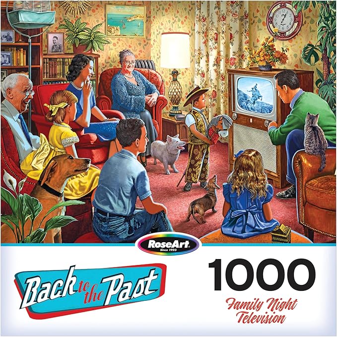 RoseArt - Back to The Past - Family Night Television - 1000 Piece Jigsaw Puzzle for Adults