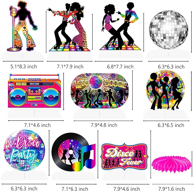 10Pcs 70s Disco Honeycomb Centerpieces Disco Fever Party Decorations Dancing Queen Party Table Centerpieces 70s Party Supplies 1970s Disco Party Centerpieces for Table