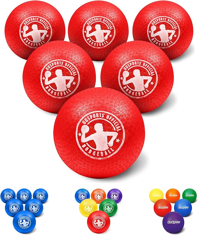GoSports Inflatable Dodgeballs - Choose 5 Inch or 7 Inch No Sting Balls - Set of 6 Includes Ball Pump & Mesh Bag