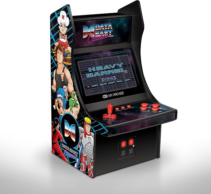 My Arcade Data East Classics Mini Player - 10 Inch Mini Arcade Machine Cabinet - 34 Retro Games Included - Heavy Barrel, Caveman Ninja, and More - Licensed Collectible