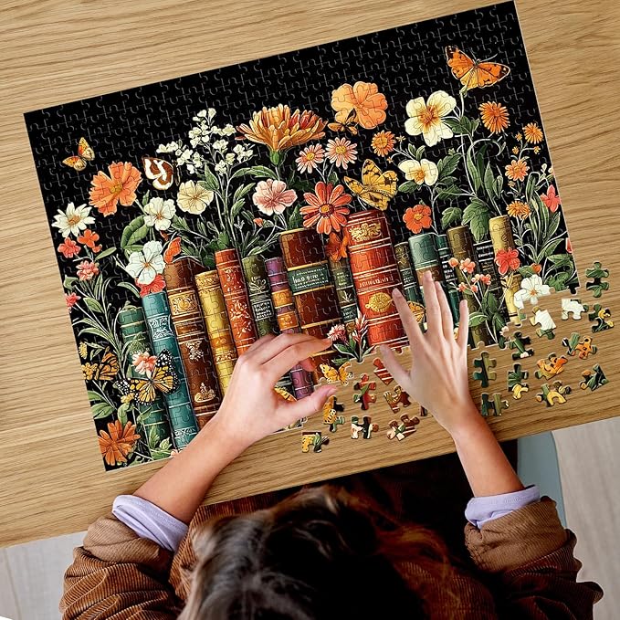 500 Piece Puzzle for Adults | Vintage Wildflowers Books Puzzle | Recycled Cardboard Plant Flowers Jigsaw Puzzle 500 Pieces | Challenging Game Home Decor Birthday Party Gift Toy for Adults Seniors