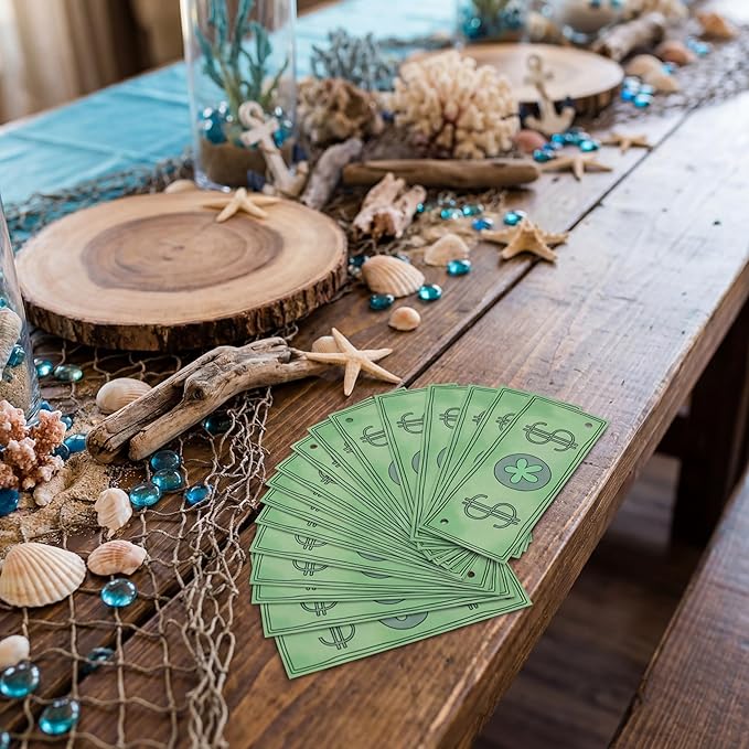 Preboun 24 Pcs Sponge Cartoon Themed Party Decorations 3.94 Inches Green Dollar Bills Hanging Swirls Cartoon Ocean Theme Hanging Decor Under the Sea Decoration for Baby Shower Birthday Supplies
