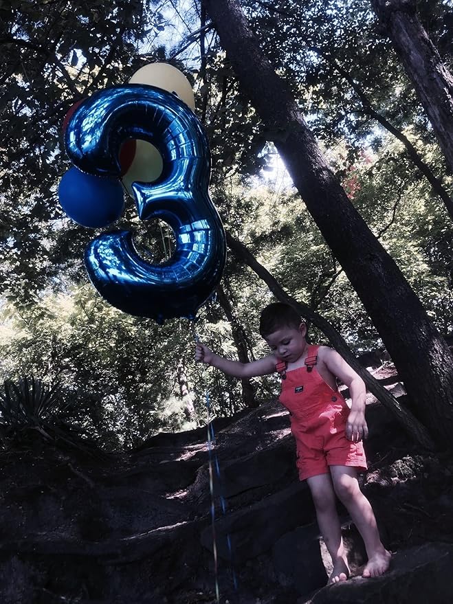 40 Inch Night Blue 3 Large Number Balloon, 3 13 23 30 33 36 Night Blue Birthday Party Decorations, Number Three Foil Balloons for Anniversary Party Graduations Celebration Supplies