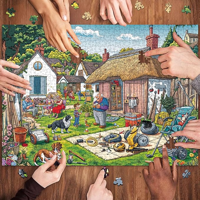 Jigsaw Puzzles for Adults 1000 Pieces, Interlock Perfectly Letter on Back No Dust, Home Decor Birthday Party Gift Toy for Men Women Elders Seniors, 1:1 Poster-Warm Courtyard