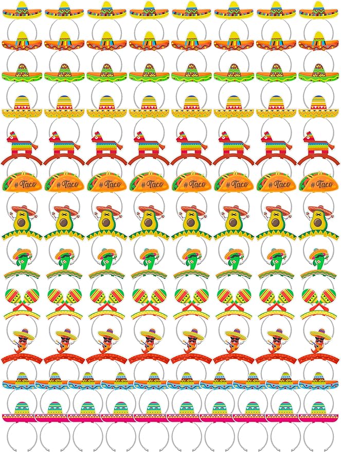 Melisheer Sombrero Party Hats, Mexican Sombrero Headbands, Colorful Cardboard Cinco De Mayo Headpieces, Fiesta Head Toppers
