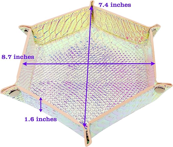SIQUK 2 Pieces Mermaid Dice Tray PU Leather Dice Trays Portable Folding Hexagon Dice Roller Tray for Dice Games Like RPG, DND and Other Table Games (Violet, Light Violet)
