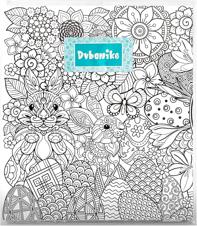 Dvbonike 2Pcs Jumbo Easter Mandala Coloring Poster - Easter Egg Bunny Flower DIY Drawing Color-in Paper Blank Art Banner 55.1 x 23.6 Inch Wall Decor, Home Classroom Activity Spring Party Supplies