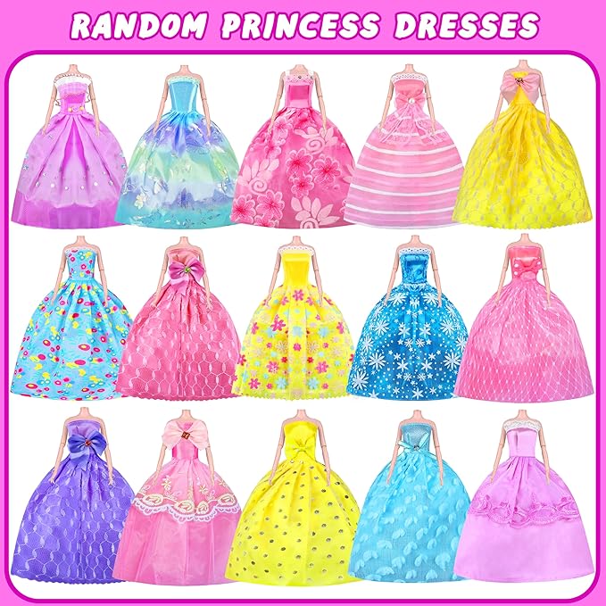 91 Pcs Doll Convertible Car Set, Doll Clothes and Accessories, Doll Playset Dress up Toys for Girls Kids Toddlers, Gift Toys for Age 3 4 5 6 7 8