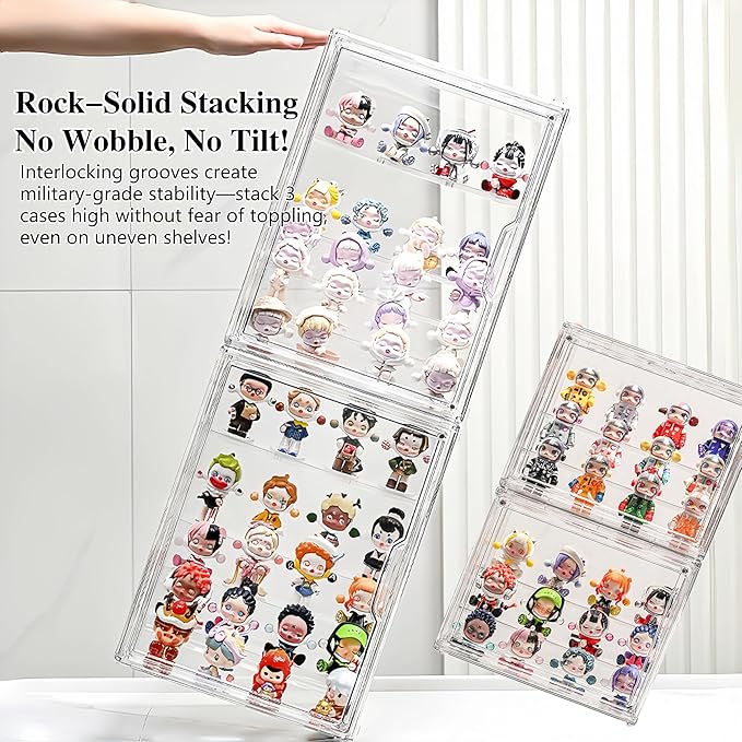 5-Tier Jumbo Acrylic Display Case for Figures - Extra Deep Shelves Holds 40+ Collectibles, Desktop Showcase with Magnetic Door for POP! Vinyls, Bobbleheads (L 5-Tier（10.6"*8.66"*14.17")