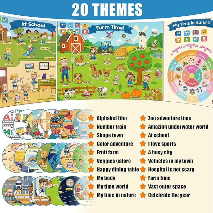 QuTZ Talking Pen Poster Set, Learn to Read Sound Posters, 10 Tap to Read Audio Posters, 500+ Words & Fun Facts, 700+ Interactive Games, Electronic Educational Toy for Kids 3+