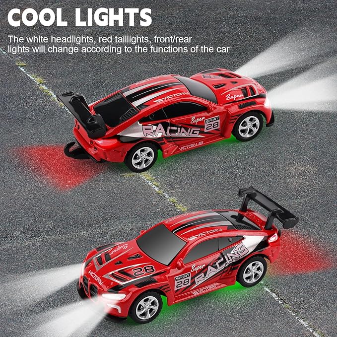 SASBSC Mini RC Toy Cars for Boys Kids Adults, 2.4GHz APP Remote Control Car with Lights and 3 Speed Modes, 1/64 Race Toy Car Rechargeable for Boys Ages 5-7 8-12,Birthday Gifts for Kids