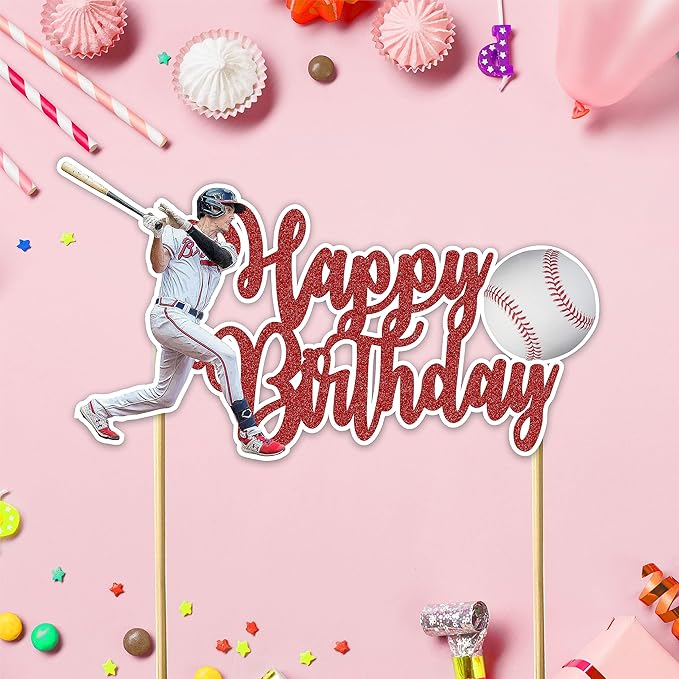 Baseball Happy Birthday Cake Topper – Sports Theme Cake Decoration for Birthday Celebration, Baseball Inspired Dessert Topper for Party Cakes, Table Display Styling, Sports Event Setup.