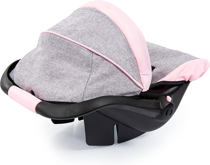 Bayer Design 67933AA Toy, Car Seat Easy Go for Neo Vario Pram with Cover, Doll Accessories, Pink, Grey with Butterfly,Grey/pink, for dolls up to 18"