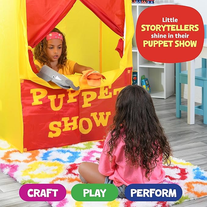Hand Puppet Kit – Make Your Own Animal Characters, 10 Felt Pieces, Simple Step-by-Step Instructions, Arts & Crafts Activity for Kids, Role Play & Storytelling Birthday Gift