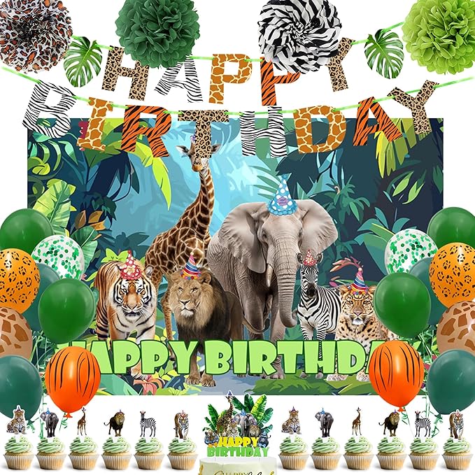 Jungle Safari Birthday Party Decorations Safari Animal Theme Party Supplies for Boys Girls Wild Jungle Theme Decorations Safari Theme birthday Decorations
