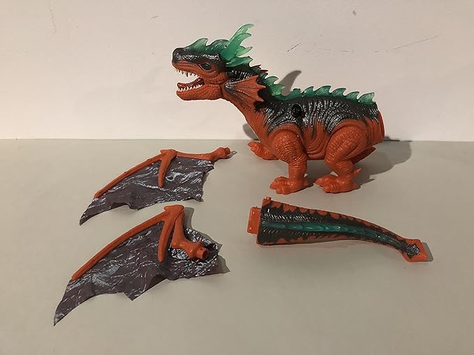 SY JOYSAE Walking Dinosaur Toy with Flashing and Sounds Dinosaur Toys for Kids, Battery Operated Triceratops Fiery Dragon (RED)