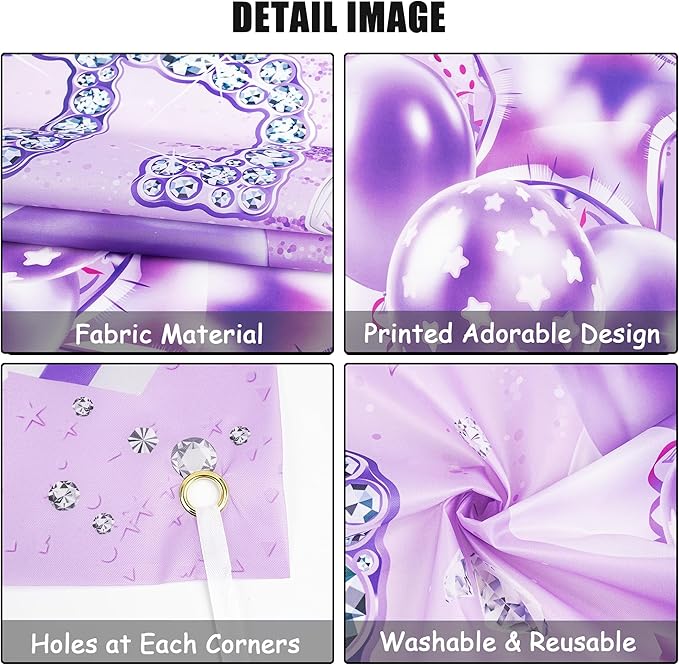 Sweet 16 Birthday Party Decorations for Girls - Purple 16th Happy Birthday Banner Heart Balloons Number 16, Photo Backdrop Crown Sash Party Supplies for Sixteen Years Old