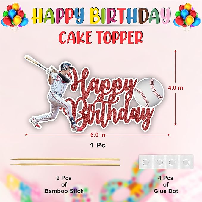 Baseball Happy Birthday Cake Topper – Sports Theme Cake Decoration for Birthday Celebration, Baseball Inspired Dessert Topper for Party Cakes, Table Display Styling, Sports Event Setup.
