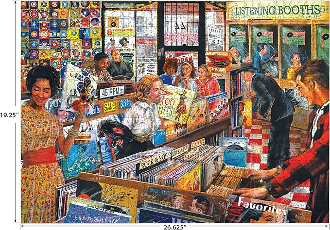 RoseArt - Back to The Past - Record Store - 1000 Piece Jigsaw Puzzle for Adults