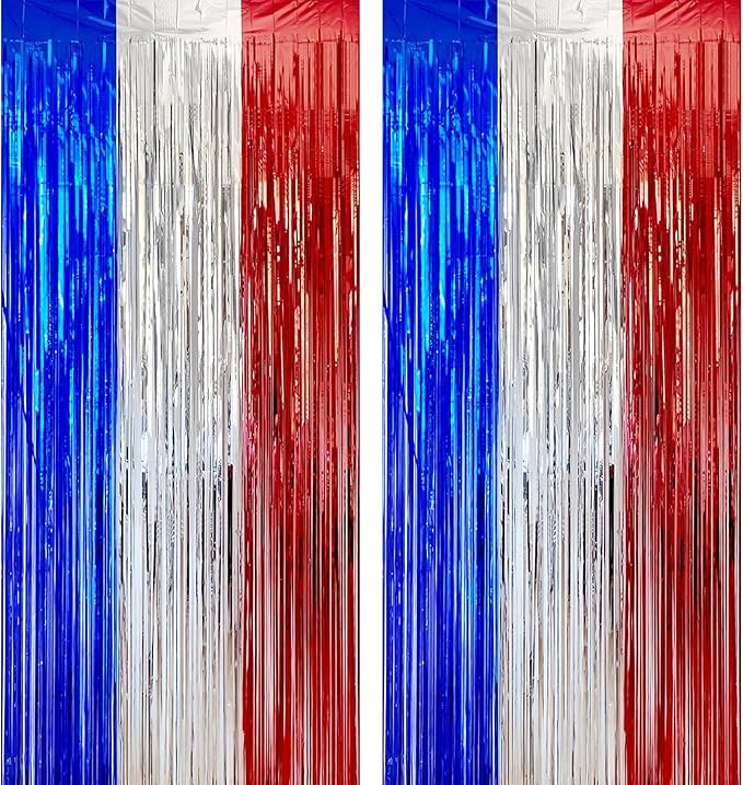 OHOME 4th of July Decorations - American Flag Backdrop Streamers | Patriotic Memorial Day Decor for Indoor Outdoor Outside - 250 America Anniversary USA Fourth of July Accessories Party Favors,2 Pack