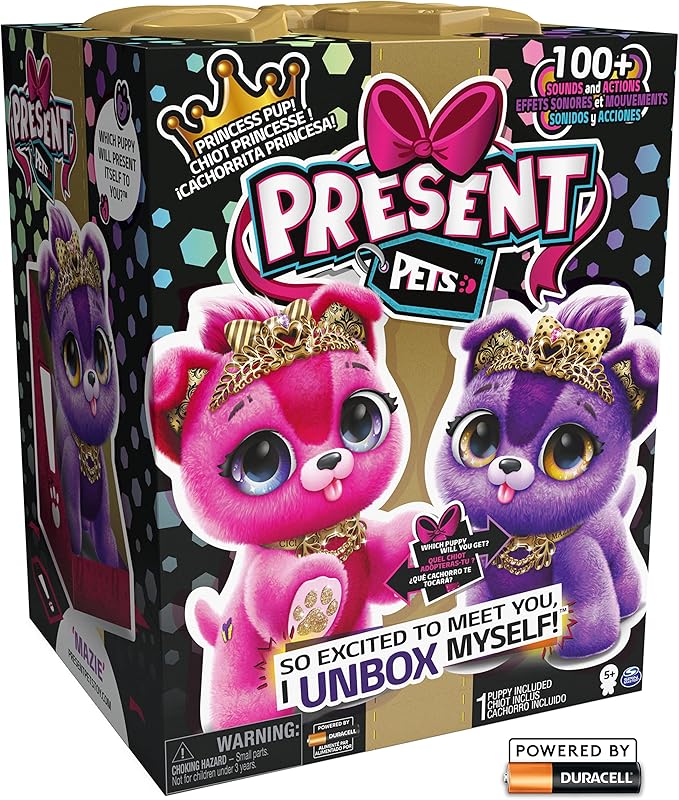 Present Pets, Princess Puppy Interactive Surprise Plush Toy Pet with Over 100 Sounds & Actions (Style May Vary), Girls Gifts, Kids Toys for Girls