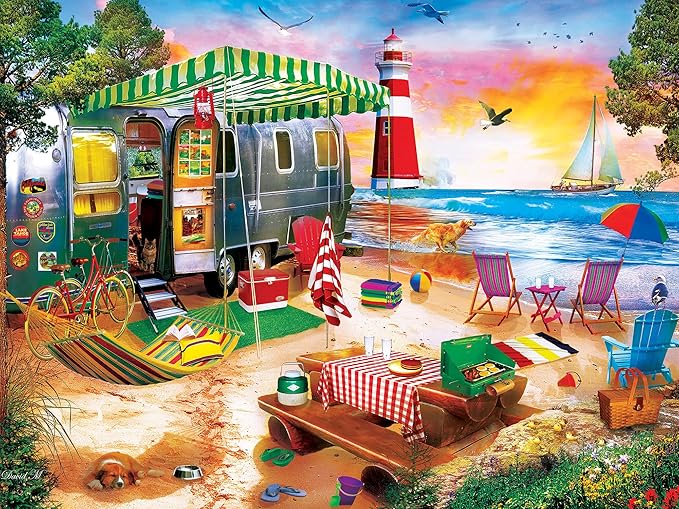 Masterpieces 550 Piece Jigsaw Puzzle For Adults and Family - Oceanside Camping - 18"x24"