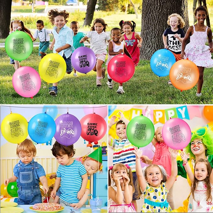 147 Pcs Video Game Party Favors for Kids Gamer Goodie Bag Stuffers Gaming Birthday Party Supplies with Gift Boxes, VIP Pass, Balloons, Bracelets, Keychains, Badges, 3D Stickers (Blue)